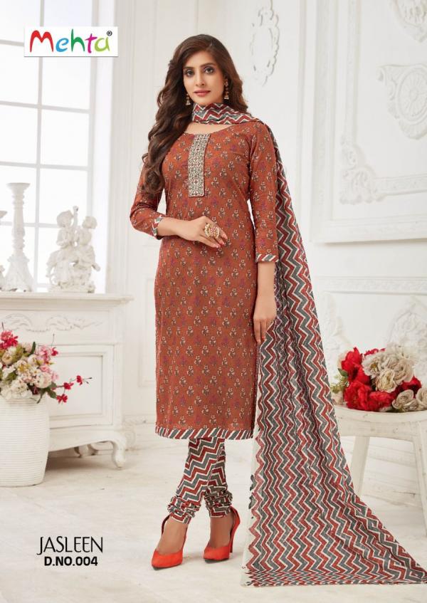 Mehta Jasleen Cambric Cotton Designer Patiyala Suit